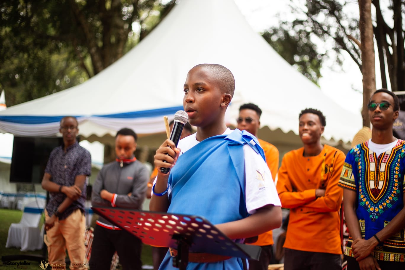 Kaggwa addressing peers in rural Kenya